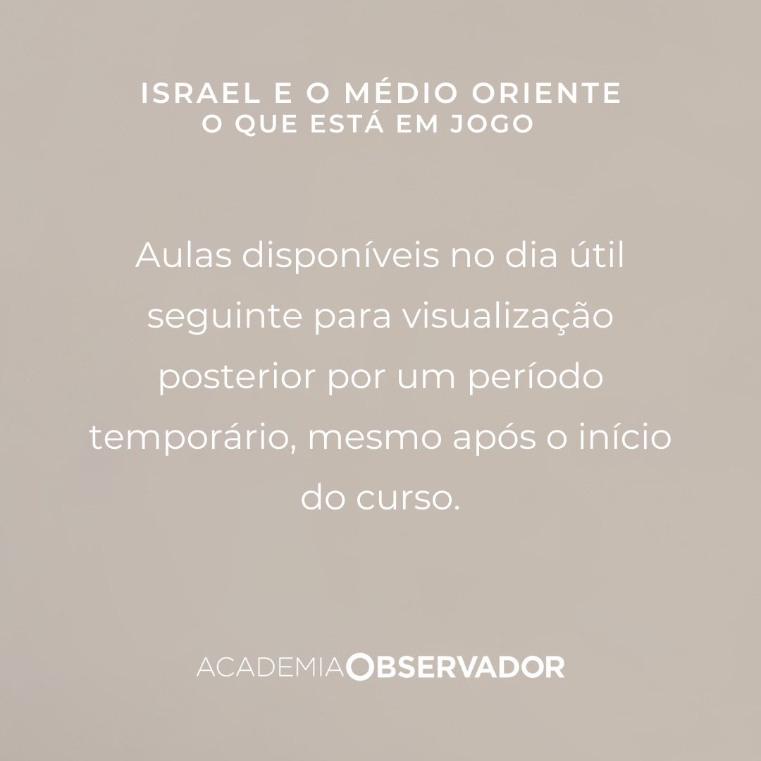 "Israel e o Médio Oriente: o que está em jogo" um curso por Lívia Franco